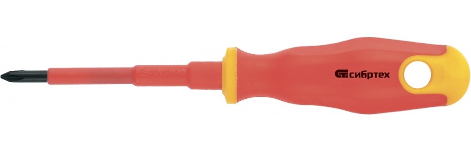 картинка Отвертка диэл. до 1000V, PH 2х100 мм СИБРТЕХ /12929/ от компании Иж-тул