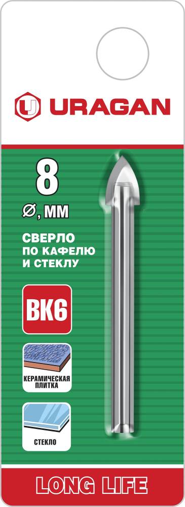 картинка Сверло по кафелю ф  8 мм URAGAN /29830-08/ от компании Иж-тул
