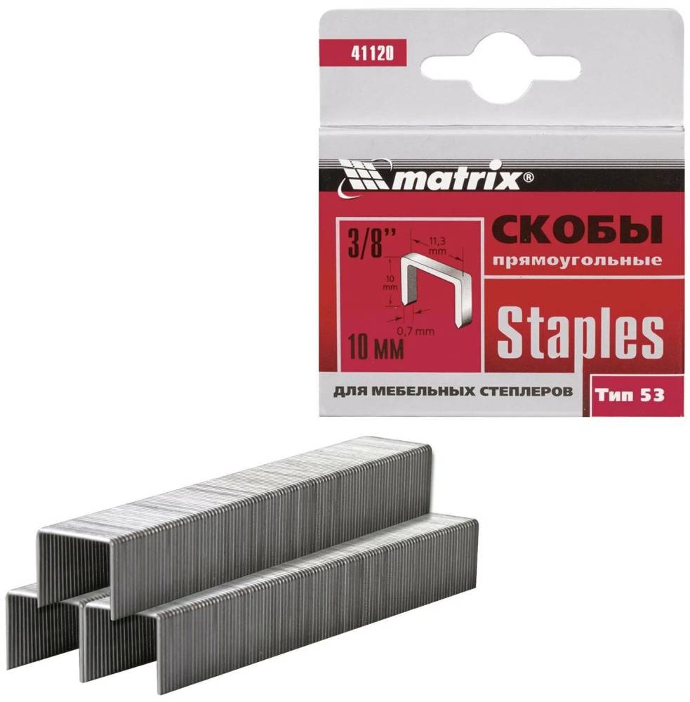 картинка Скобы ПРОФИ 10мм (т053) 1000 шт. Matrix /41120/ * (-1) от компании Иж-тул